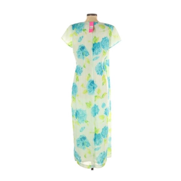 Lilly Pulitzer Blue Green Floral  Wrap Maxi Dress Size 2 New - Picture 10 of 11
